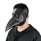 Plague Doctor Mask Birds Long Nose Beak Faux Leather Steampunk Halloween Costume Props (Black)