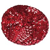 Vintage Women Lady Sparkly Shining Sequin Beret Hat Party Beanie Cap - Red