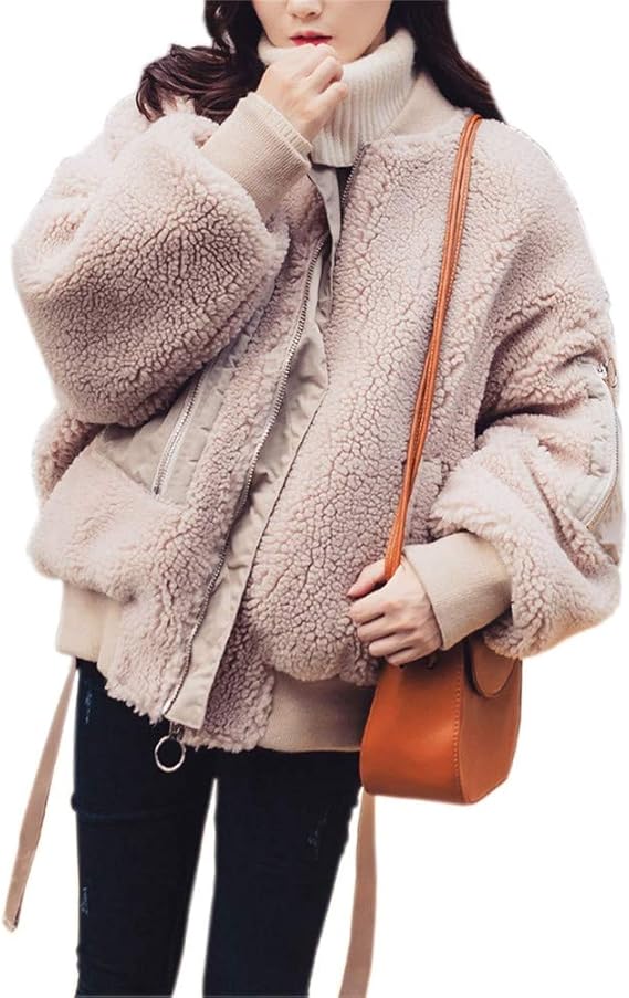 Amazon レディース ボアジャケット ボアコート アウターコート ブルゾン ボア もこもこ 防寒 カジュアル 冬 ゆったり アウトドア 暖かい 人気 秋冬 通勤 通学 コート ジャケット 通販