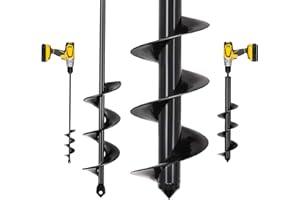 SYITCUN Auger Drill Bit for Planting - 1.6"x16.5" + 3.5"x16" Heavy-Duty Spiral Drill Bits for Planting Bulbs - Auger Post Hole Digger and Soil Auger for Beach - Compatible with 3/8" Hex Drive Drill