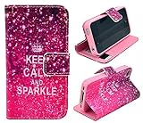iphone 4 Case,iphone 4S Case, Welity Retro Keep Calm and Sparkle Printed Design Pu Leather with wallet Case for Apple iPhone 4/4S/4G and one gift