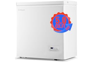 DEMULLER 5.0 CU.FT Deep Freezer Top Open Door Compact Freezer Chest Freezer with Removable Storage Basket for Home Kitchen Garage White