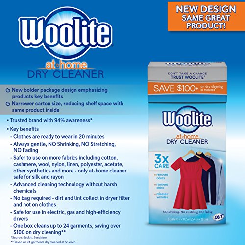 Woolite AtHome Dry Cleaner Dry Cleaning Cloths and Stain Removal, Easy