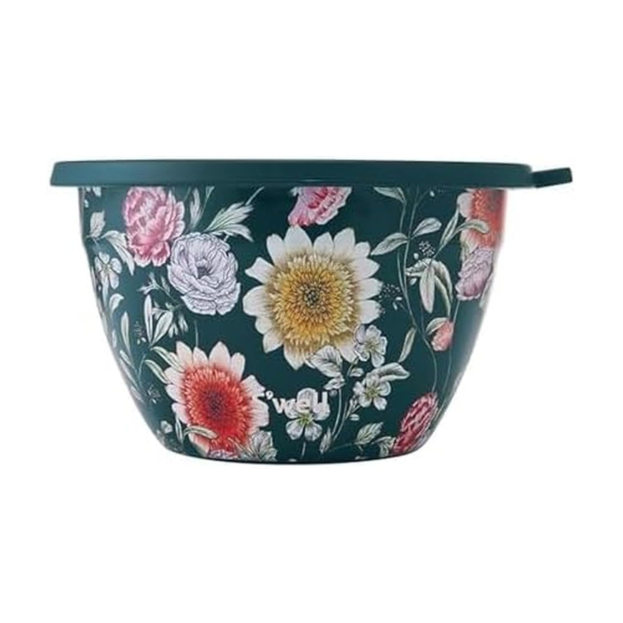 S'well Stainless Steel Salad Bowl Kit 64oz, Midnight Botanical, Comes with 2oz Mini Canister and Removable Tray for Organization, Leakproof, Easy to Clean, Dishwasher Safe Image