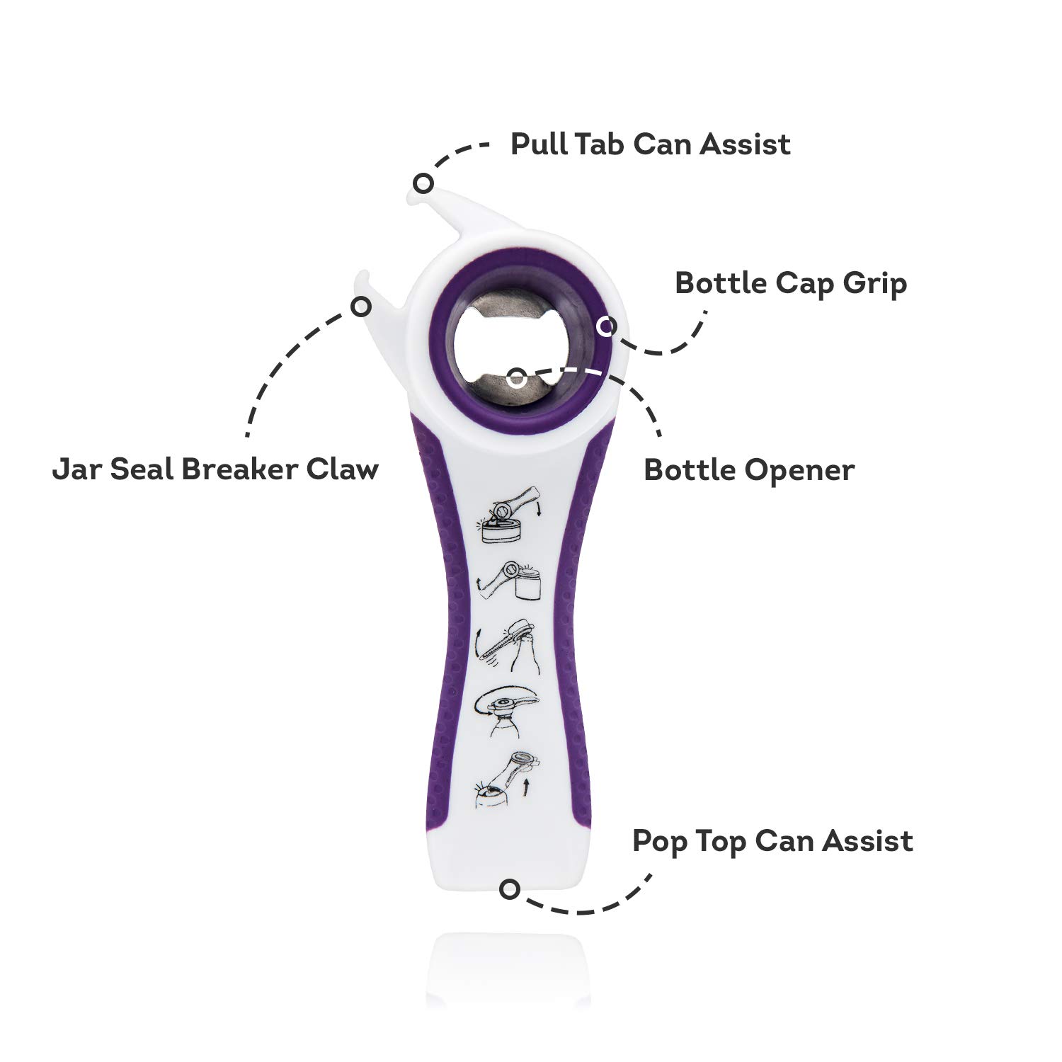Multi Bottle Opener 5 In 1 Beer Top Opener Jar Opener Bottle Cap Grip Jar Seal Breaker Claw Chef S Best Multi Kitchen Tool Screw Off Top Pull