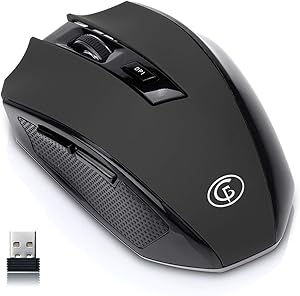 GOFREETECH 2.4GHz Portable Wireless Mouse with Nano Receiver, 5 Adjustable DPI Levels, 6 Buttons Universally Compatible, Black