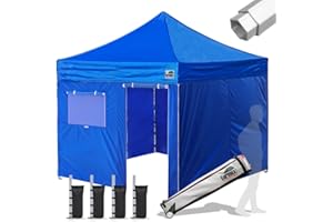 Eurmax USA Professional Pop up Canopy Wedding Party Tent Instant Outdoor Gazebo with Side Walls Aluminum Frame Commercial Grade Bonus Roller Bag(Blue)