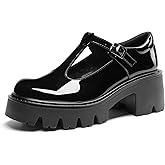 DREAM PAIRS Women's T-Strap Mary Jane Shoes Low Platform Chunky Block Heels Closed Toe Work Pumps Comfortable Round Toe Dress Wedding Party Shoes
