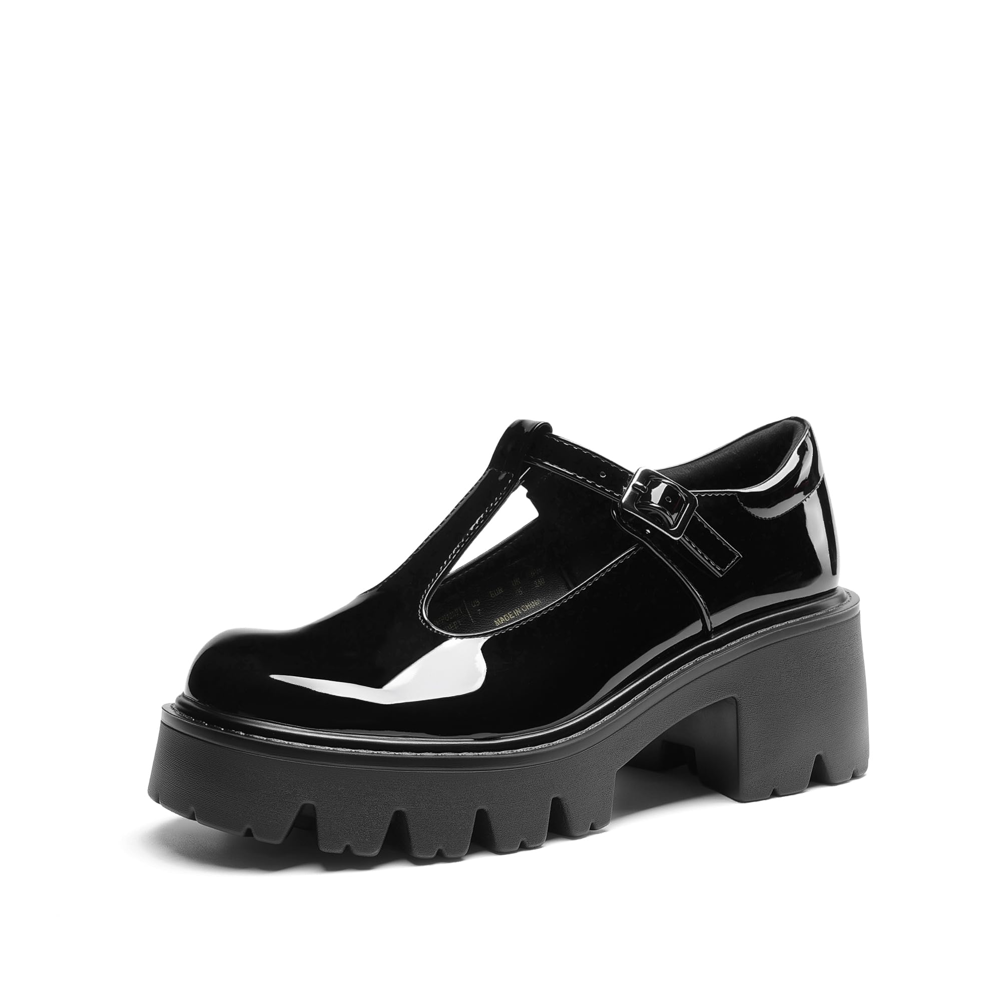 Photo 1 of DREAM PAIRS Women's T-Strap Mary Jane Shoes Low Platform Chunky Block Heels Closed Toe Work Pumps Comfortable Round Toe Dress Wedding Party Shoes,Size 8,Black-Pat,DWUMPU2571