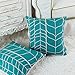 CaliTime Canvas Throw Pillow Cover Case for Couch Sofa Home Decoration Modern Chevron Stem Panels Geometric 18 X 18 Inches Teal