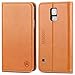 Galaxy S5 Case, SHIELDON Genuine Leather Case Premium Wallet Case Flip Book Style with Stand Feature & ID Credit Card Compartments [Magnetic Closure] for Samsung Galaxy S5, Brown