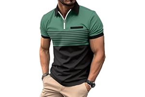 ROOMLINE Men's Polo Shirts 2024 Short Sleeve Casual Polo T Shirt Color Block Slim Fit Golf Shirts with Pocket