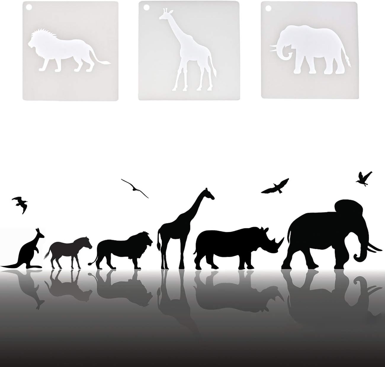 12 Pieces Forest Animals Stencil Template - Reusable DIY Drawing Walls and Crafts for Kids Painting(5.9" x5.9")