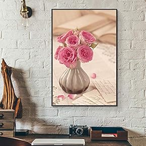 Floating Framed Canvas Wall Art for Living Room, Bedroom Retro Flower Canvas Prints for Home Decoration Ready to Hang - 16x24 inches