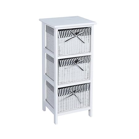 Home Cabinet Storage Units Cupboard With 3 Wicker Baskets Drawer