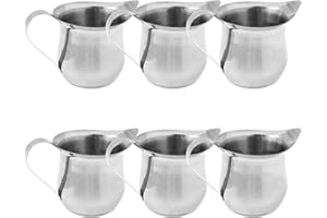 6 Pieces Stainless Steel Bell Creamer, Serving Cream Pitcher Shot Frothing Pitcher Cup for Serving Milk, Coffee Cream, Salad 