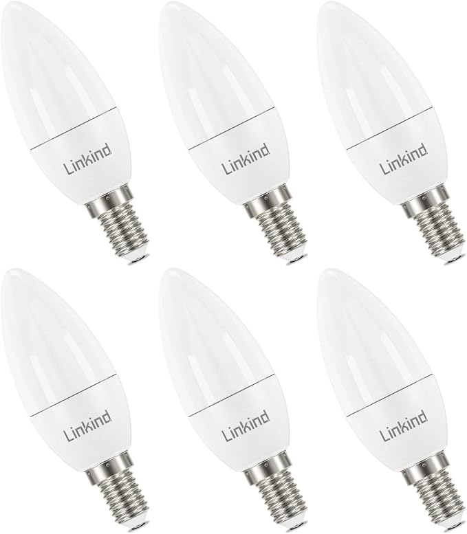Linkind E14 LED Dimmable Candle Light Bulbs, 5W 5000K Daylight White