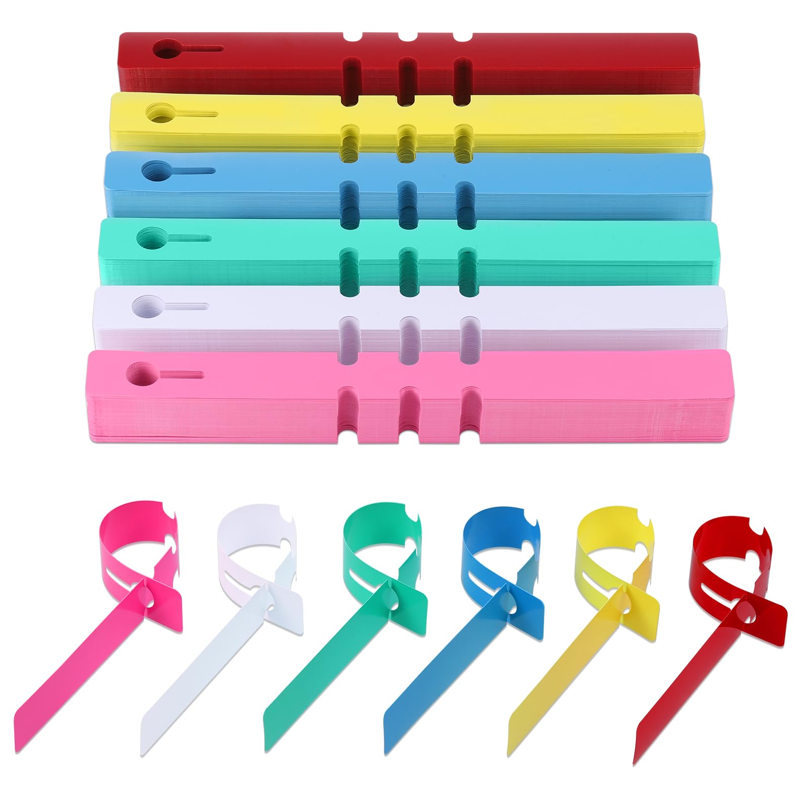 Yimomoyi 600Pcs Plastic Plant Tree Tags Coloured 21x2cm Adjustable Garden Hanging Tags Plant Markers Wrap Around, 6 Colours, Wrap Around Plant Hanging Tags