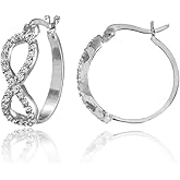 Sterling Silver Cubic Zirconia Infinity Figure 8 Hoop Earrings