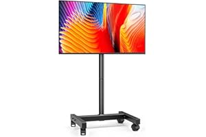 AX WABER Mobile TV Floor Stand for 13-50 inch LCD LED Flat/Curved Panel Screen TVs up to 77 lbs, Height Adjustable TV Stand Mount with VESA 200x200, Portable TV Stand with Tilt Function AX1007TBM
