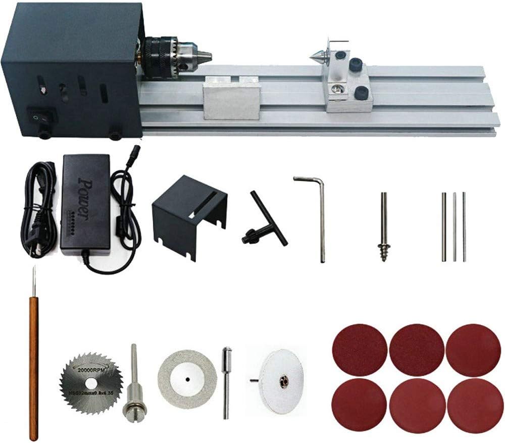 HUBEST 4000-8000 rev/min 7 speed power supply Precise Mini Wood Lathe Machine Mini DIY Woodworking Lathe Drill for Model Making