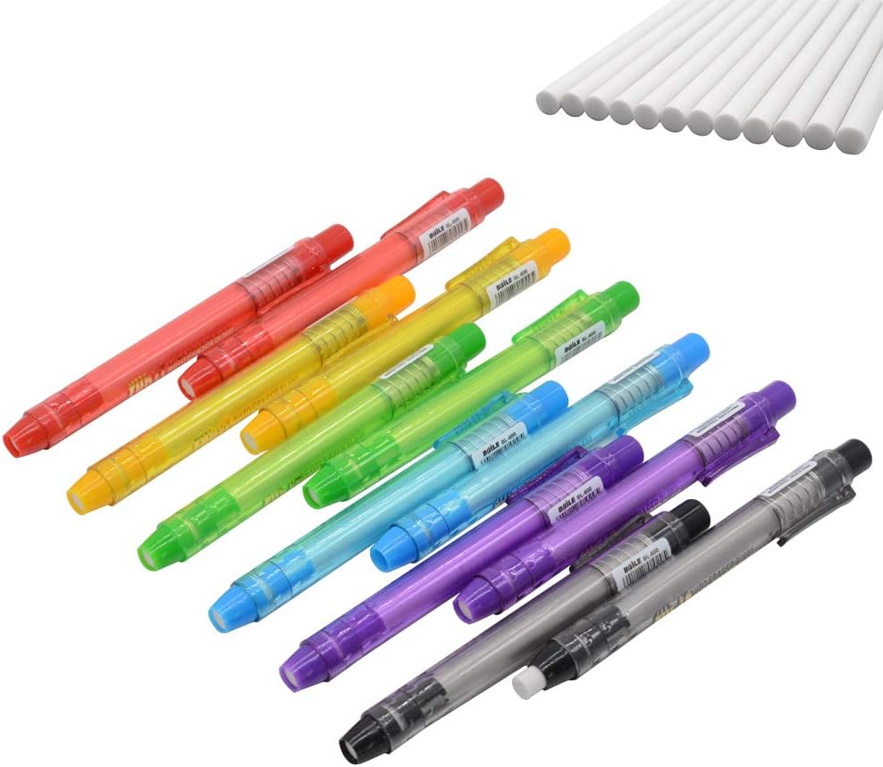 3 Gommes Mécaniques Rétractables Avec 6 Recharges - Stylo Gomme Automatique Pour Enfants Et Artistes