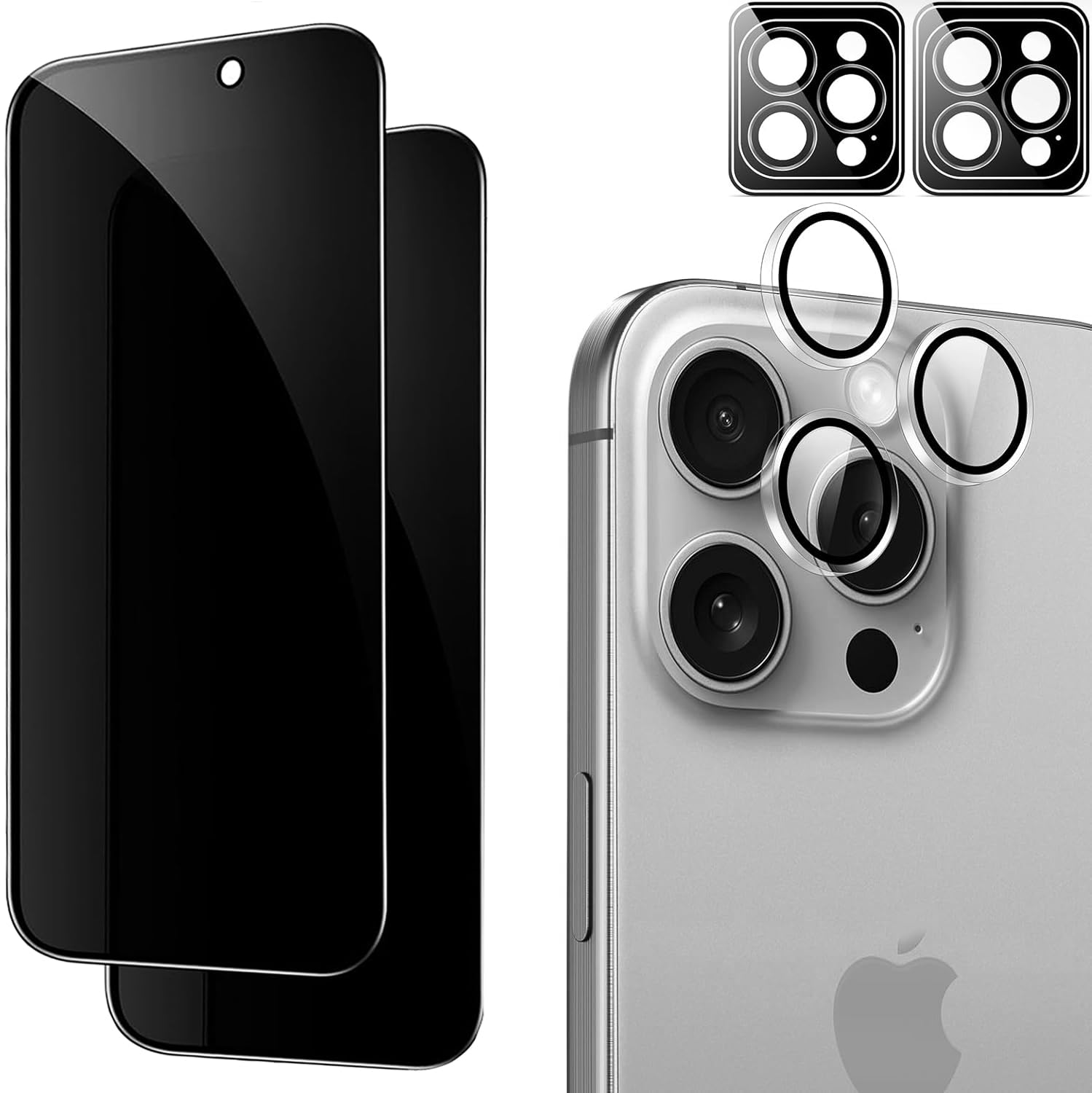 SSUIS Camera Protection for iPhone 16 Pro Max 6.9 Inch with Privacy Screen Protector for 16 Pro Max Anti-Spying Tempered Glass Screen Protector [Single Lens Protectors] 9H Hardness Scratch-Resistant Case