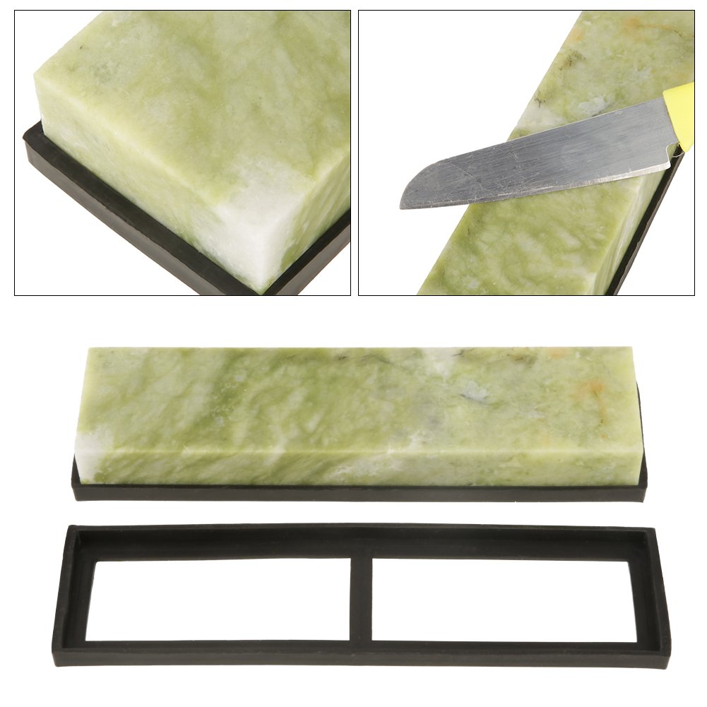 Hilitand Knife Sharpener, Natural green jade 10000 Grit Fine Whetstone with Draining Base - Image 4