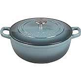 EDGING CASTING Enameled Cast Iron Dutch Oven Pot with Lid for Sourdough Bread Baking, Bread Dutch Ovens, Cooking Pots, 5 Quart, Slateblue