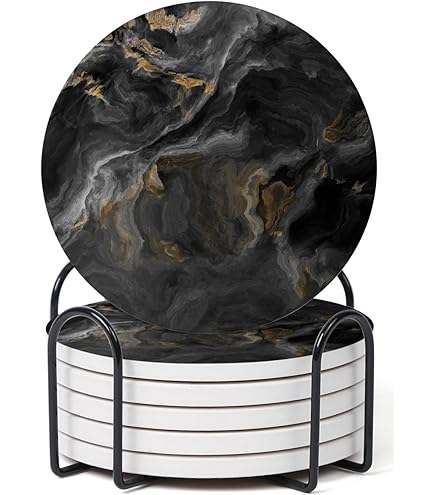 6 Posavasos De Cerámica Estilo Terrazo Con Soporte. Los Mejo | Meses Sin Interés