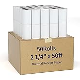 NefLaca Thermal Receipt Paper, 2 1/4" x 50' Receipt Cash Register POS Paper (50 Rolls)