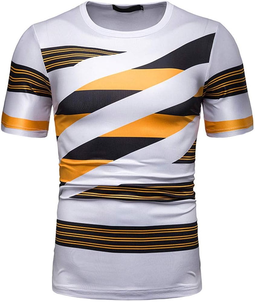 Men's Summer ShortSleeved TShirt Men's Personality Contrast Stripes