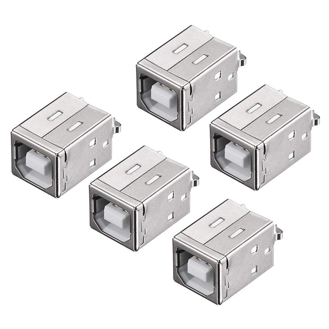 sourcing map PCB USB Connector B Type Female Jack 180 Degree DIP Vertical Straight Insert 5Pcs