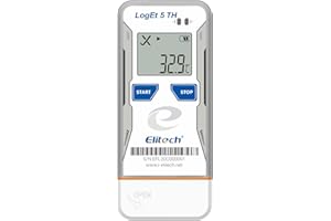 Elitech Bluetooth Temperature Humidity Data Logger FDA Standards, with Shadow Data Reusable Recorder 32000 Points, Auto PDF/CSV Report, for Windows/MacOS, Refrigerator Thermometer LogEt5B-TH, Blue