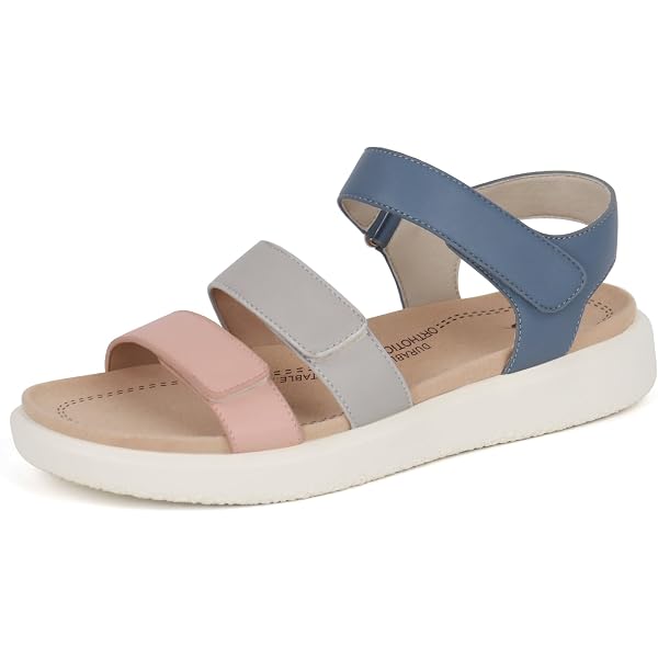 Hush Puppies Women's Good Sandals - RPET Upper, Cushioned EVA Sole, Adjustable Buckle Strap, Black/Gray/Pink