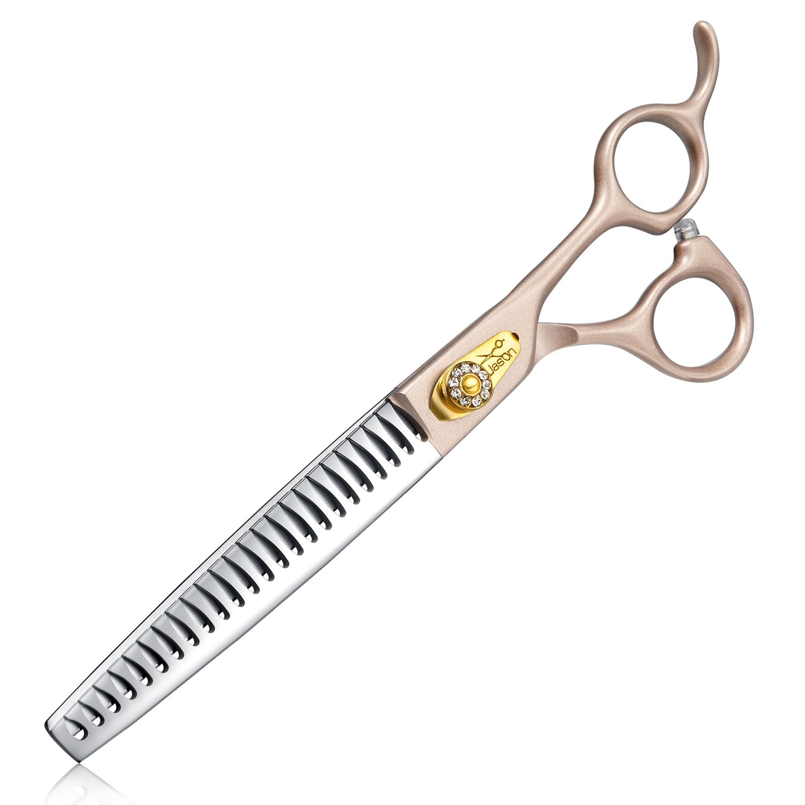 JASON 7.5" Dog Grooming Scissors - Professional Chunker Thinning Shear with with 24 Fishbone Teeth Japanese 440C Stainless Steel Hair Scissor with Diamond Screw for Dogs, Cats and Other Pets