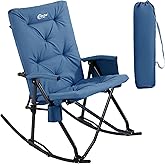 Portal Folding Rocking Camping Chair Outdoor - Thick Padded Rocking Recliner Chair Portable Camping Rocker for Patio Front Porch Backyard Lawn Living Room, Supports 400 LBS