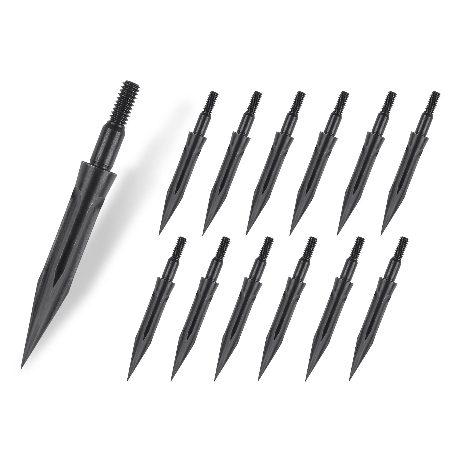 12pcs Metal Archery Arrowheads Traditional Arrow Broadheads Tips Hunting Points 125 Grain Black Arrow Head Crossbow Compound Bow Shooting Archery Broadheads