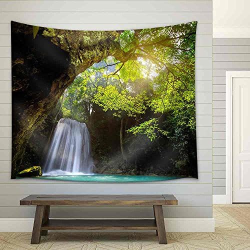 Deep Forest Waterfall in Kanchanaburi Thailand Fabric Wall