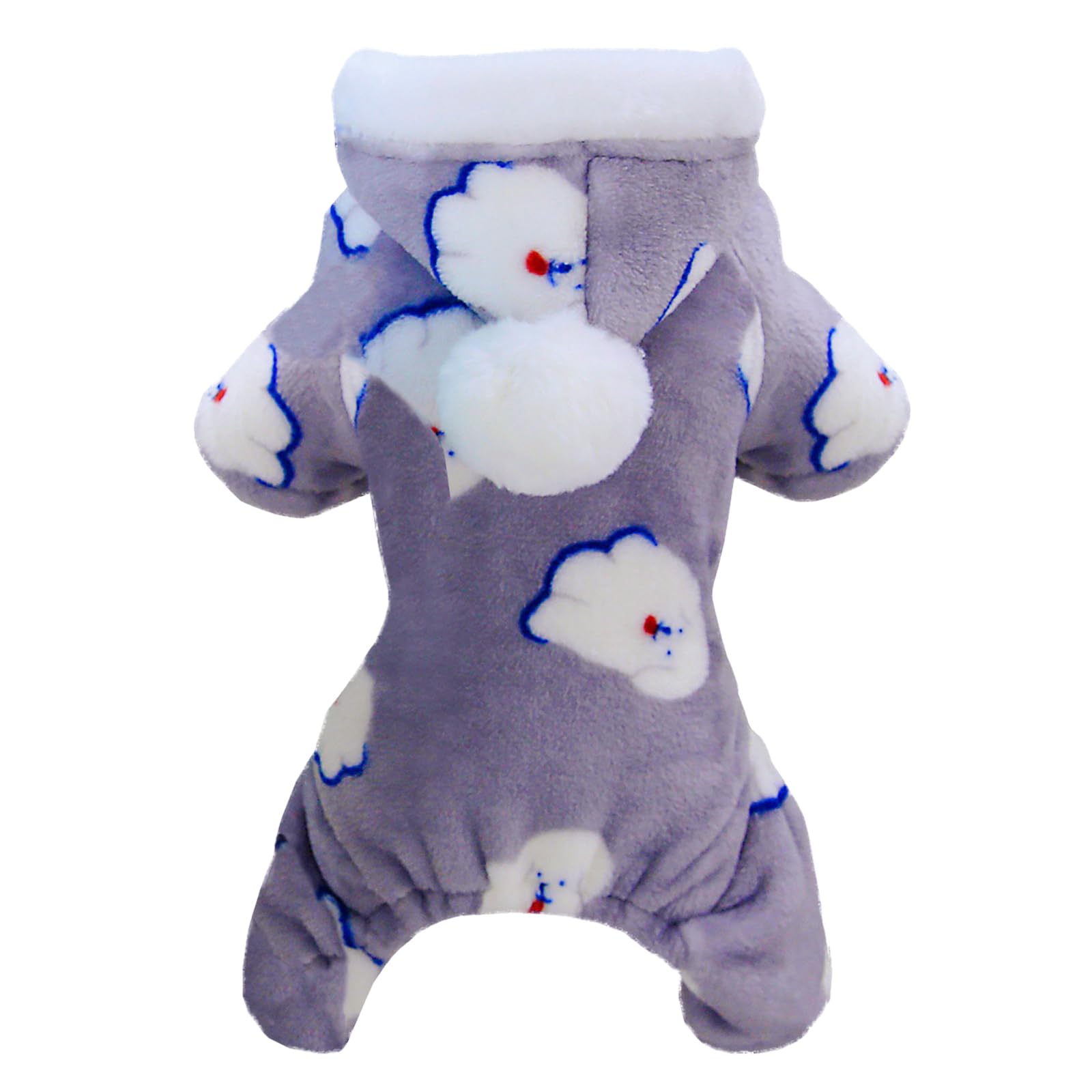 Izefia Dog Sweater Clothes Fleece Woolen Winter Warm Sweat Shirt 4 Legs Jumpsuit Pajamas with Snowball Cap Sweater for Small Dog Medium Cat Grey XL