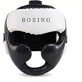 Leatherette Boxing Headgear, Training Sparring Safety Head Guard for Karate, Muay Thai, MMA, Kickboxing Trainees Adjustable Strap for Men & Women