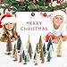 OurWarm 24Pcs Artificial Frosted Sisal Christmas Tree, Bottle Brush Trees with Wood Base DIY Crafts Mini Pine Tree for Christmas Home Table Top Decor Winter Ornaments Green, Gold and Ivory