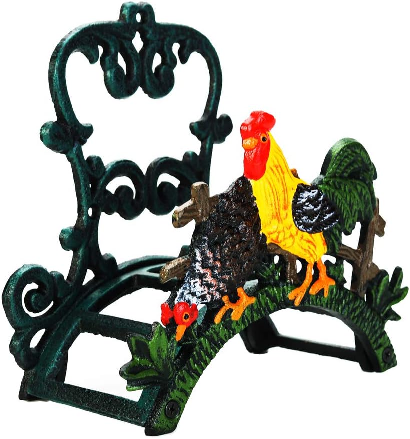 Sungmor Heavy Duty Cast Iron Hose Holder, Garden & Yard Decorative Cocks Wall Mounted Hose Butler, Water Pipe Holds, Rack - Image 3