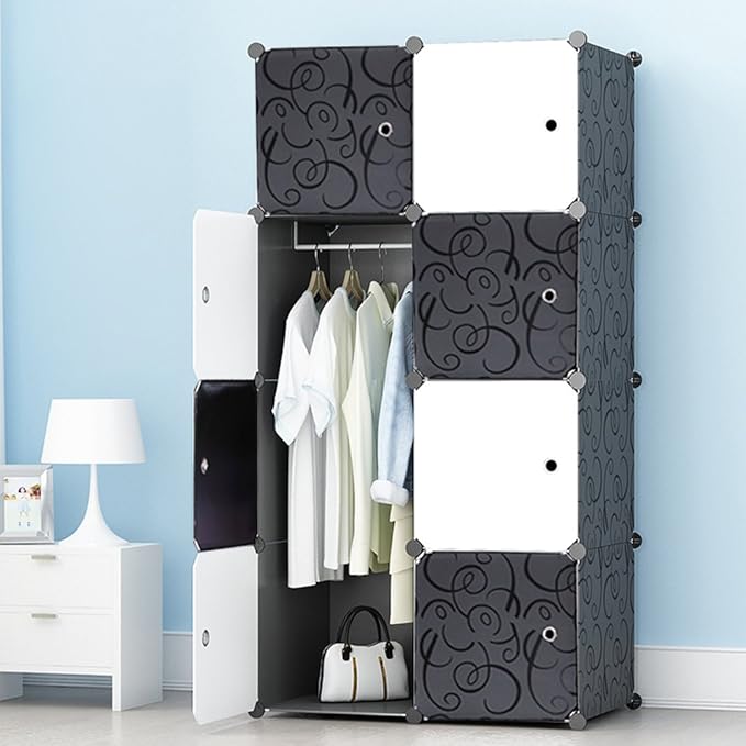 ETTBJA Armoire Penderie Modulable avec Portes GardeRobe de Rangement