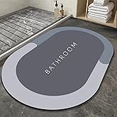 Q.XING Rubber Bath Mat Rug for Bathroom, Non Slip Bathroom Mat Super Absorbent Bath Mat Rug, Bath Mats Quick Dry for Restroom, Shower Room, Bathtub, 32"x20" Oval Blue