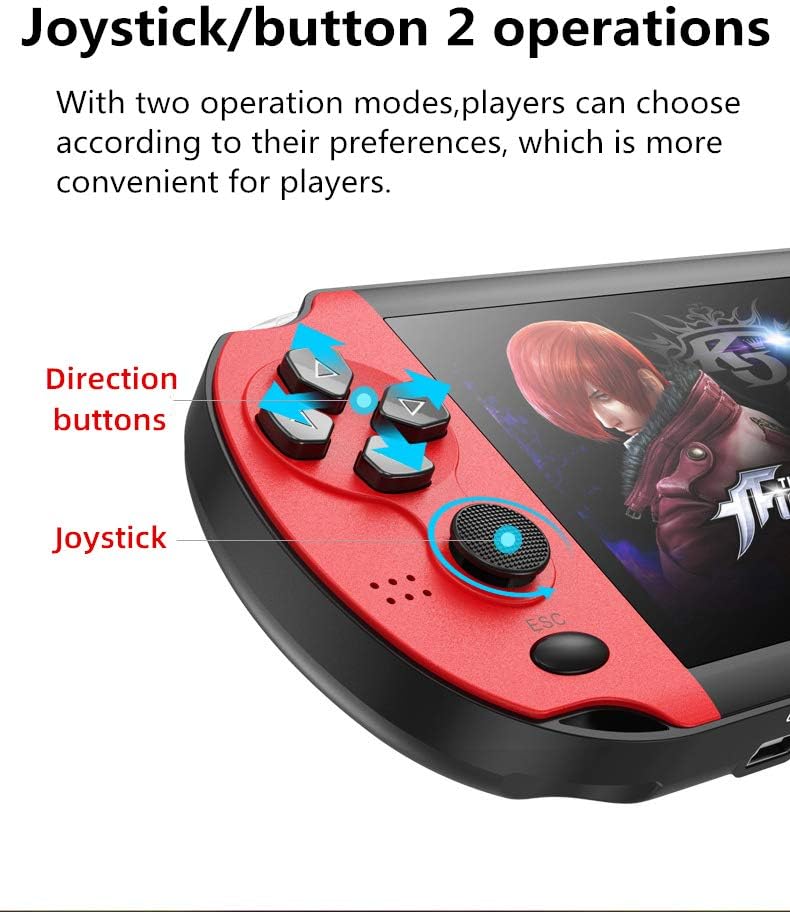 HLF 4.3 inch Dual Joystick Color Video Game Console Built-in 3000 Games Support Arcade CPS/neogeo/gba/gbc/gb/SFC/fc/sega Video Music AV Out Rechargeable Lithium Battery (Bluered): Toys & Games