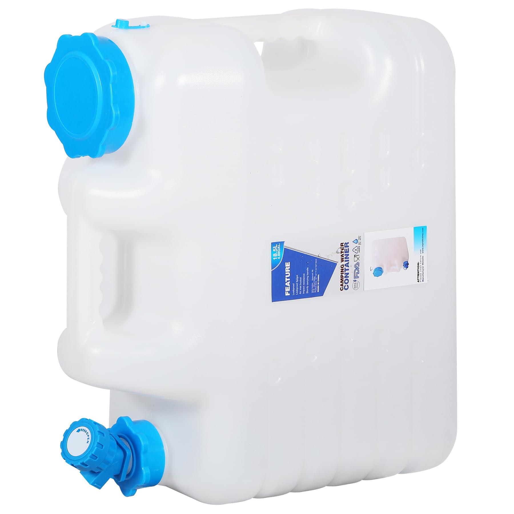 REDCAMP 18.5 Liter Camping Water Container with Tap, Portable Water Bottle Carrier with Spigot for Camping Hiking Outdoor (Transparent-18.5L)