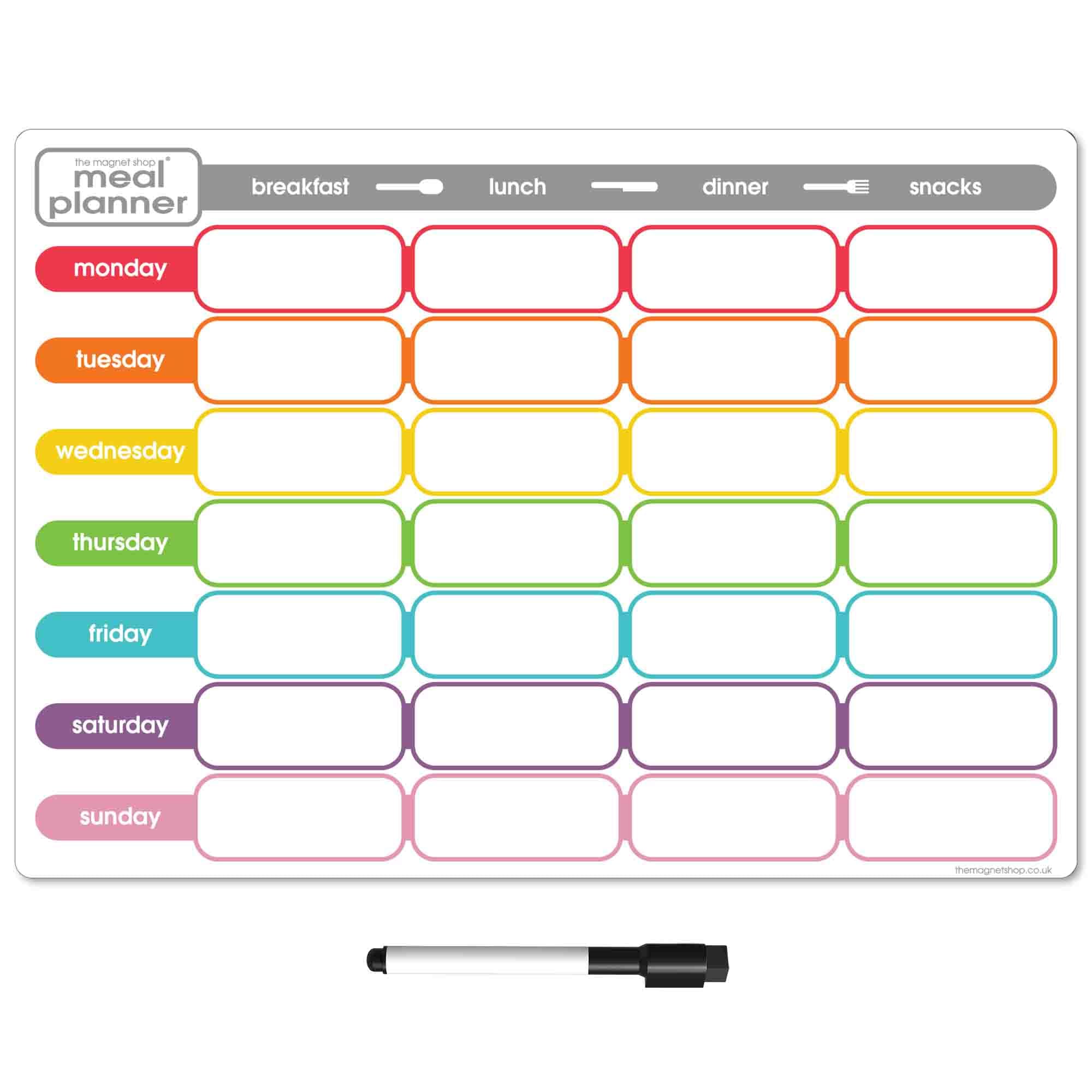 TMS Magnetic Weekly Planner and Dry Wipe Pen, Meal Planner and Shopping List, Fridge Whiteboard for Meal Prep, Notes and Reminders, Daily Plan - Dry Erase Memo Board, Kitchen or Office