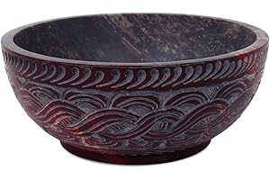 Ajuny Soapstone Scrying and Smudge Bowl Pot French Rope Handmade Household Kitchen Table Decorative Gift 5 Inch