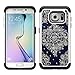 S7 Edge Case, MagicSky [Shock Absorption] Studded Rhinestone Bling Hybrid Dual Layer Armor Defender Protective Case Cover for Samsung Galaxy S7 Edge (Flower)